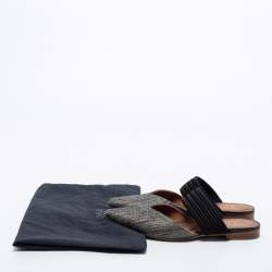 Pre Owned Malone Souliers Black/Beige Embroidered Fabric Maisie Pointed-Toe Flats Size 36