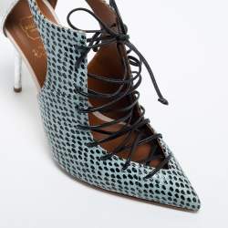 Pre Owned Malone Souliers Multicolor Snakeskin Montana Lace Up Booties Size 38.5