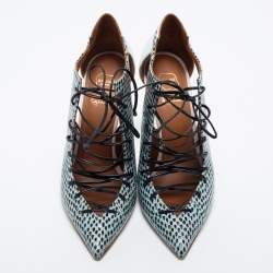 Pre Owned Malone Souliers Multicolor Snakeskin Montana Lace Up Booties Size 38.5