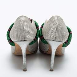 Pre Owned Malone Souliers Grey Woven Fabric Mara Mule Pumps Size 35.5