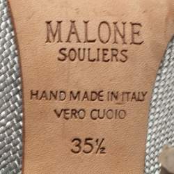 Pre Owned Malone Souliers Grey Woven Fabric Mara Mule Pumps Size 35.5