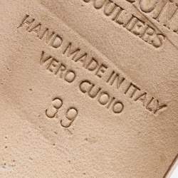 Pre Owned Malone Souliers Gold Leather Maureen Pointed Toe Flat Mules Size 39