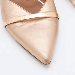 Pre Owned Malone Souliers Gold Leather Maureen Pointed Toe Flat Mules Size 39
