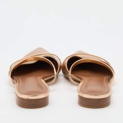 Pre Owned Malone Souliers Gold Leather Maureen Pointed Toe Flat Mules Size 39