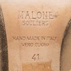 Pre Owned Malone Souliers Metallic Gold Leather Maureen Mules Size 41