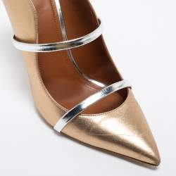 Pre Owned Malone Souliers Metallic Gold Leather Maureen Mules Size 41