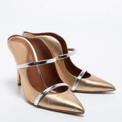 Pre Owned Malone Souliers Metallic Gold Leather Maureen Mules Size 41