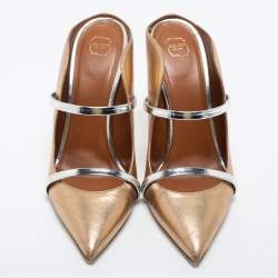 Pre Owned Malone Souliers Metallic Gold Leather Maureen Mules Size 41