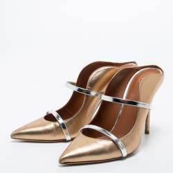 Pre Owned Malone Souliers Metallic Gold Leather Maureen Mules Size 41