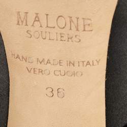 Pre Owned Malone Souliers Black Satin Maureen Mules Size 36