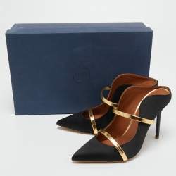 Pre Owned Malone Souliers Black Satin Maureen Mules Size 36