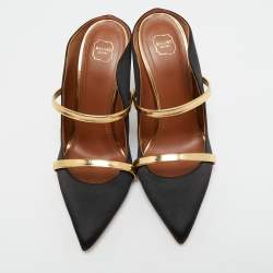 Pre Owned Malone Souliers Black Satin Maureen Mules Size 36