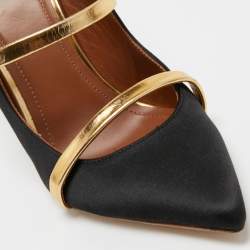 Pre Owned Malone Souliers Black Satin Maureen Mules Size 36