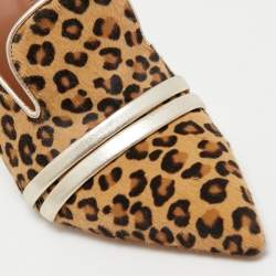 Pre Owned Malone Souliers Brown Leapord Print Calf Hair Hayley Mules Size 40