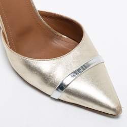 Pre Owned Malone Souliers Metallic Gold Leather Wedge Mules Size 38