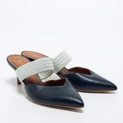 Malone Souliers Navy Blue Leather Maisie Pointed Toe Mules Size 37