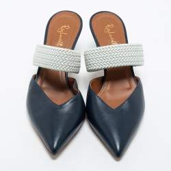 Malone Souliers Navy Blue Leather Maisie Pointed Toe Mules Size 37