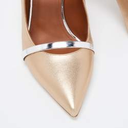 Pre Owned Malone Souliers Gold/Silver Leather Maureen Mules Size 40.5