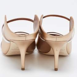 Pre Owned Malone Souliers Gold/Silver Leather Maureen Mules Size 40.5
