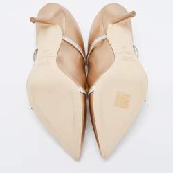 Pre Owned Malone Souliers Gold/Silver Leather Maureen Mules Size 40.5