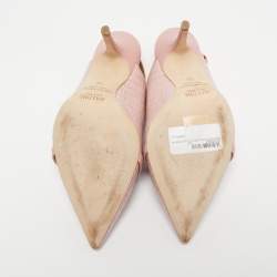 Malone Souliers Pink Croc Embossed Leather Marion Pointed Toe Slingback Pumps Size 38