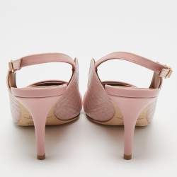 Malone Souliers Pink Croc Embossed Leather Marion Pointed Toe Slingback Pumps Size 38