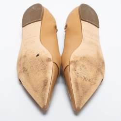 Pre Owned Malone Souliers Beige Leather Raya Ballet Flats Size 37