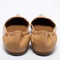 Pre Owned Malone Souliers Beige Leather Raya Ballet Flats Size 37