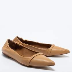 Pre Owned Malone Souliers Beige Leather Raya Ballet Flats Size 37