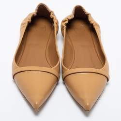 Pre Owned Malone Souliers Beige Leather Raya Ballet Flats Size 37