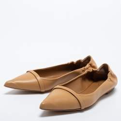 Pre Owned Malone Souliers Beige Leather Raya Ballet Flats Size 37