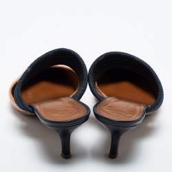 Pre Owned Malone Souliers Orange/Navy Blue Woven Fabric Maisie Mules Size 40