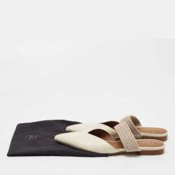 مملوكة مسبقًا Malone Souliers Off White Leather Maisie Flat Mules Size 37