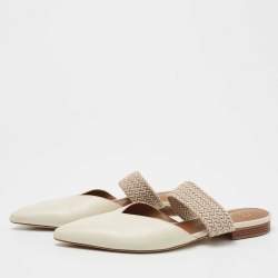 مملوكة مسبقًا Malone Souliers Off White Leather Maisie Flat Mules Size 37
