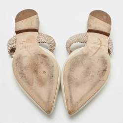 مملوكة مسبقًا Malone Souliers Off White Leather Maisie Flat Mules Size 37