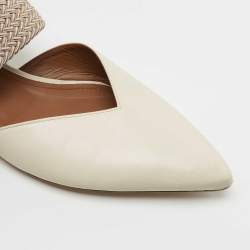 مملوكة مسبقًا Malone Souliers Off White Leather Maisie Flat Mules Size 37