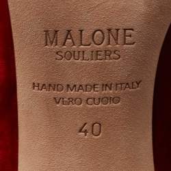 Pre Owned Malone Souliers Red/Gold Velvet and Leather Mika Sandals Size 40