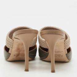 Pre Owned Malone Souliers Army Green Croc Embossed Leather Maisie Mules Size 37