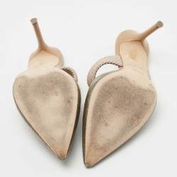 Pre Owned Malone Souliers Army Green Croc Embossed Leather Maisie Mules Size 37