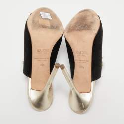 Pre Owned Malone Souliers Black Satin Zada Mules Size 38.5