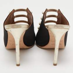 Pre Owned Malone Souliers Black Satin Zada Mules Size 38.5