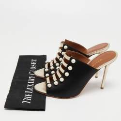 Pre Owned Malone Souliers Black Satin Zada Mules Size 38.5