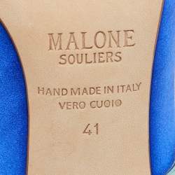 Pre Owned Malone Souliers Metallic/Blue Satin Maureen Mules Size 41