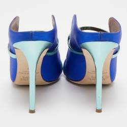 Pre Owned Malone Souliers Metallic/Blue Satin Maureen Mules Size 41