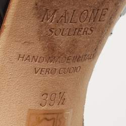 Pre Owned Malone Souliers Black Croc Embossed and Leather Mila Sandals Size 39.5