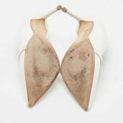 Pre Owned Malone Souliers White Croc Embossed Leather Constance Mules Size 37.5