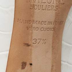 Pre Owned Malone Souliers White Croc Embossed Leather Constance Mules Size 37.5