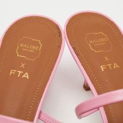 Pre Owned Malone Souliers Pink Leather Marla FTA 01 Mules Size 41.5