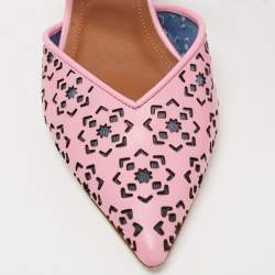 Pre Owned Malone Souliers Pink Leather Marla FTA 01 Mules Size 41.5