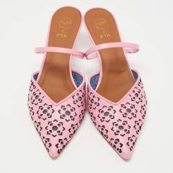 Pre Owned Malone Souliers Pink Leather Marla FTA 01 Mules Size 41.5